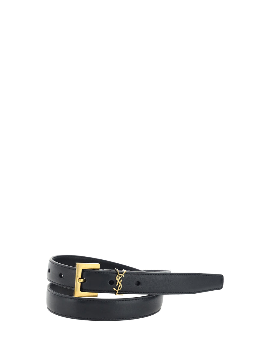 Cassandre Slim Belt Nero Calf Leather Bos Taurus E Braces