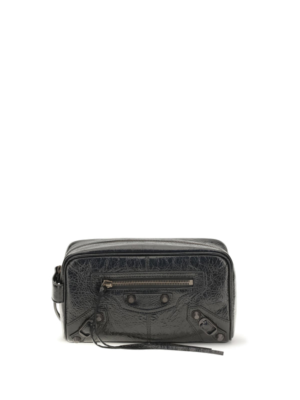 Balenciaga 100% lambskin leather travel wallet in black