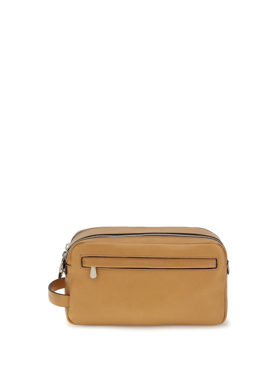 Brunello Cucinelli 100% Calf Leather Bos Taurus travel wallet in tan