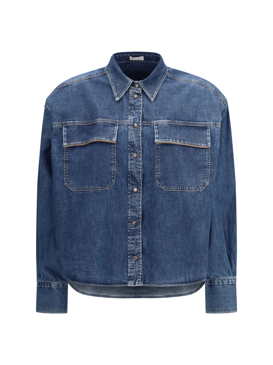 Denim Shirt Vintage Blue Cotton