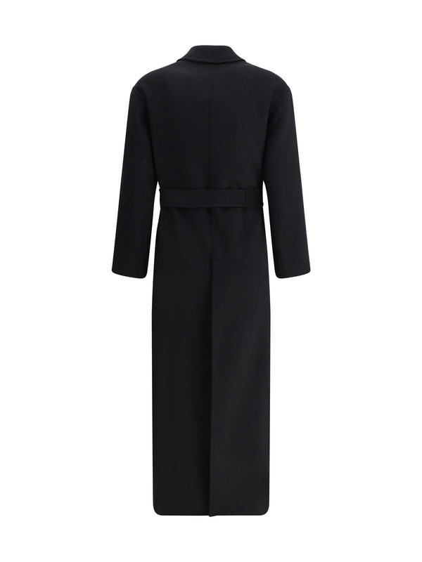 Long Robe Coat Black Fleece Wool (ovis Aries)