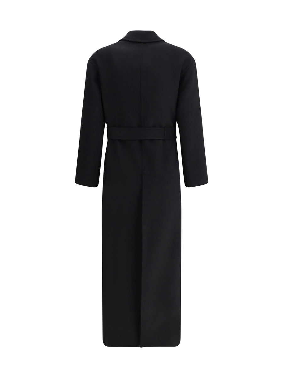 Long Robe Coat Black Fleece Wool (ovis Aries)