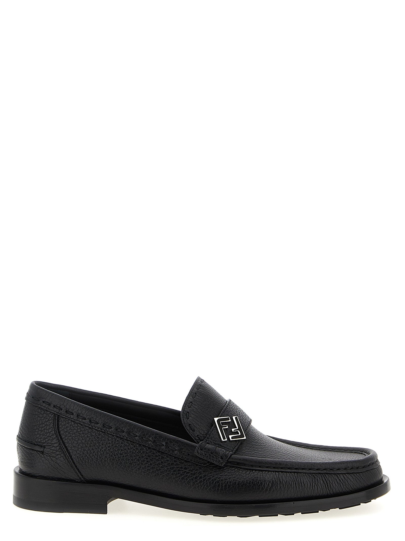FF Metal loafers Black Calfskin Leather (bos Taurus)