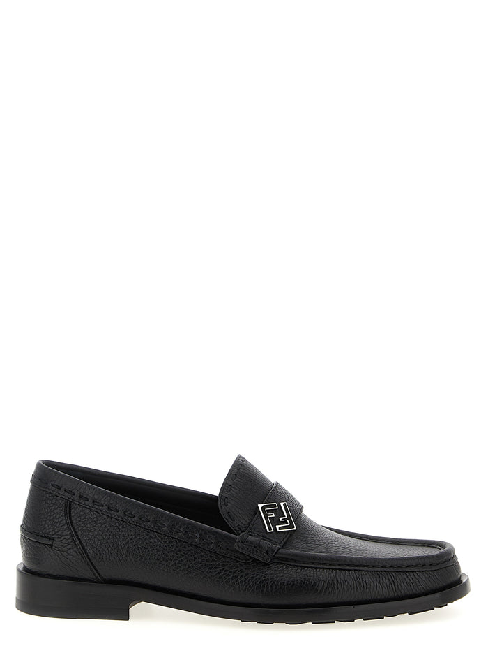 FF Metal loafers Black Calfskin Leather (bos Taurus)
