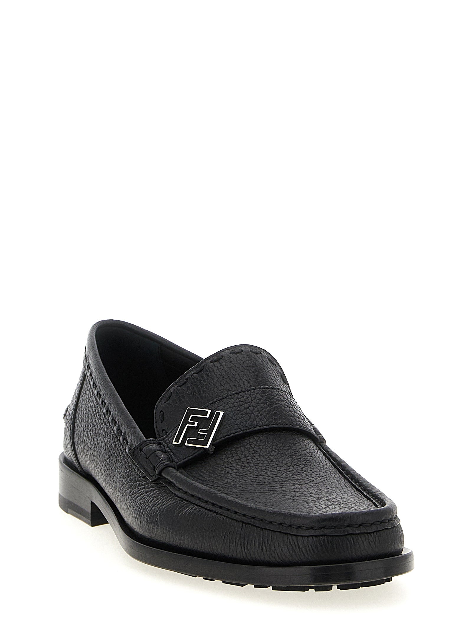 FF Metal loafers Black Calfskin Leather (bos Taurus)