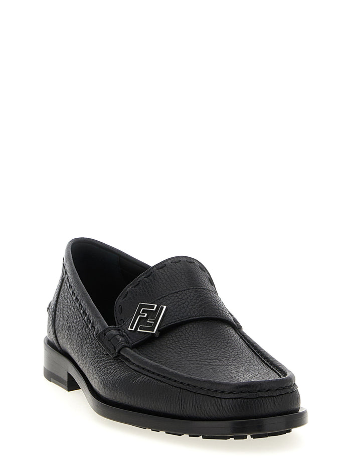 FF Metal loafers Black Calfskin Leather (bos Taurus)