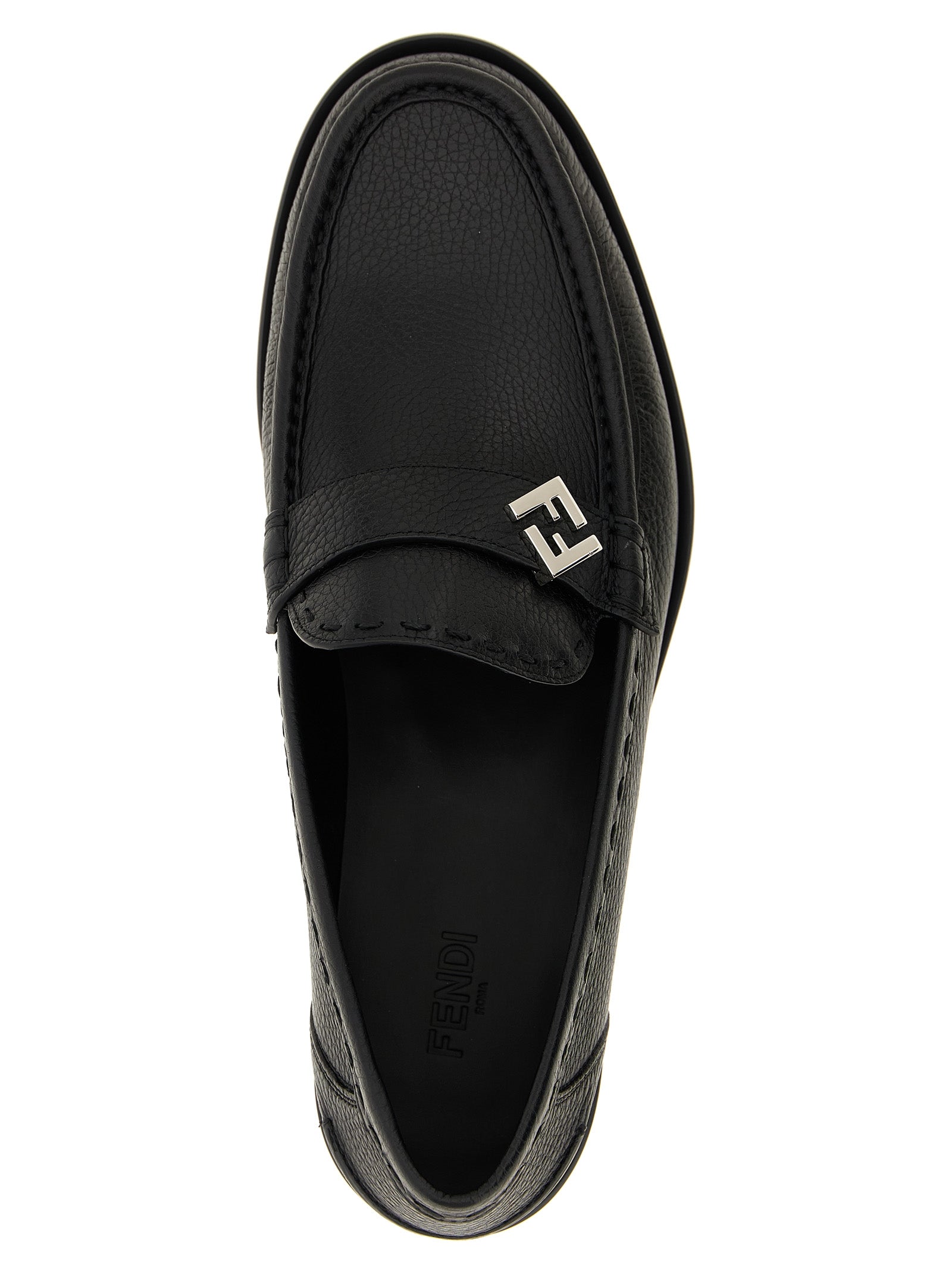 FF Metal loafers Black Calfskin Leather (bos Taurus)