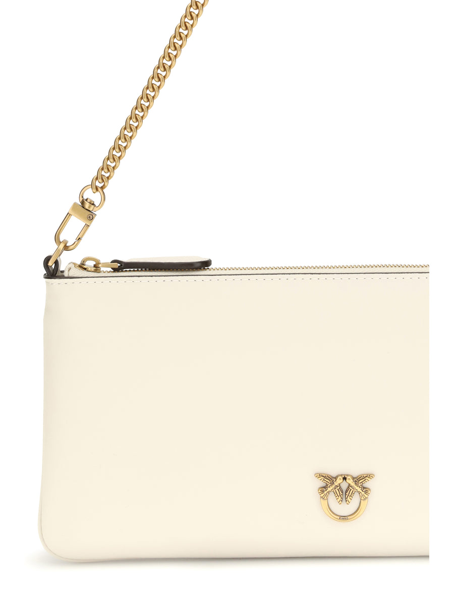 Shoulder Bag White Silk-Antique Gold Silk/antique Calf Leather