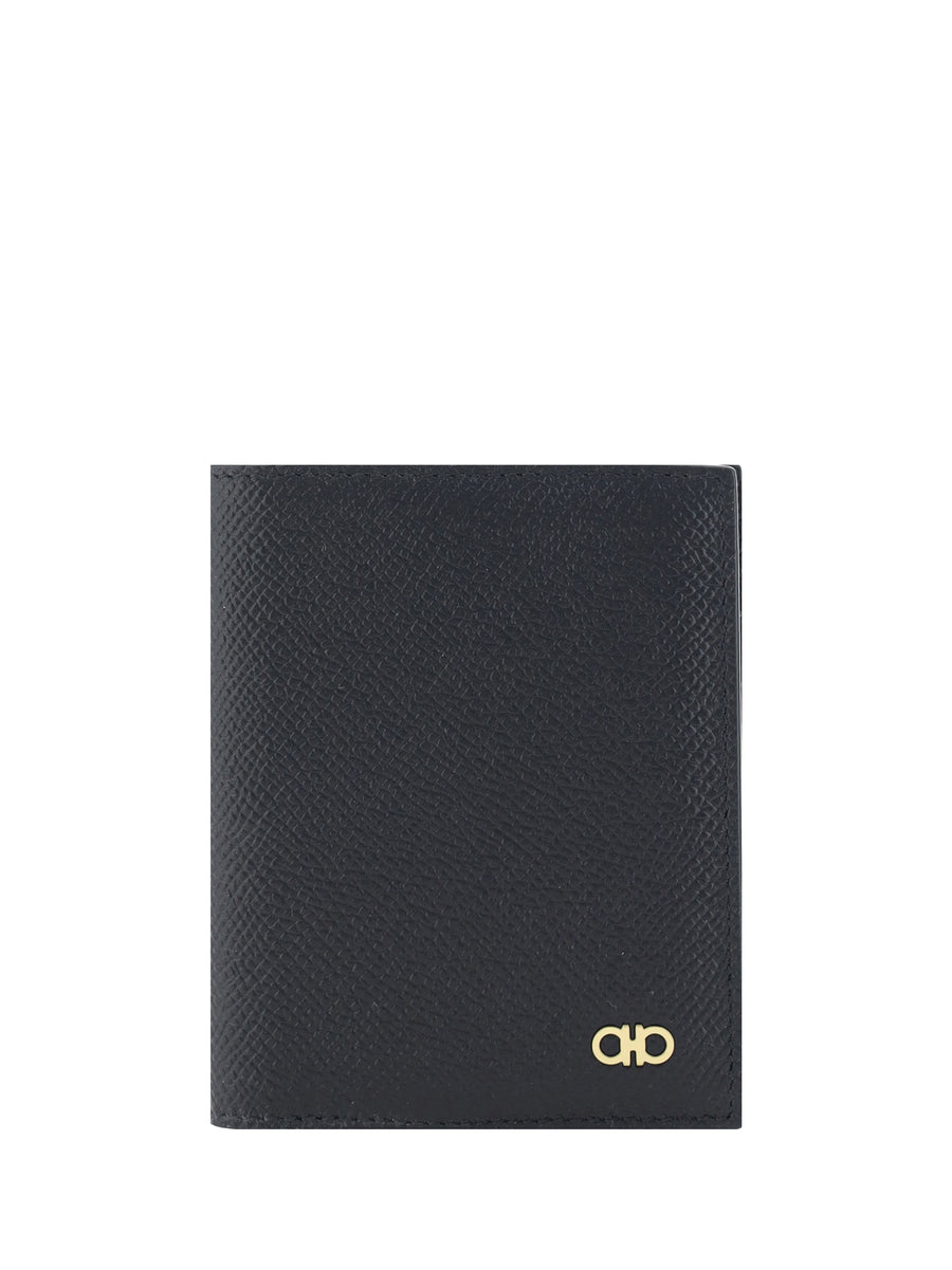 Leather Card Holder With Metal Plaque Nero Calf Bos Taurus Umbrellas