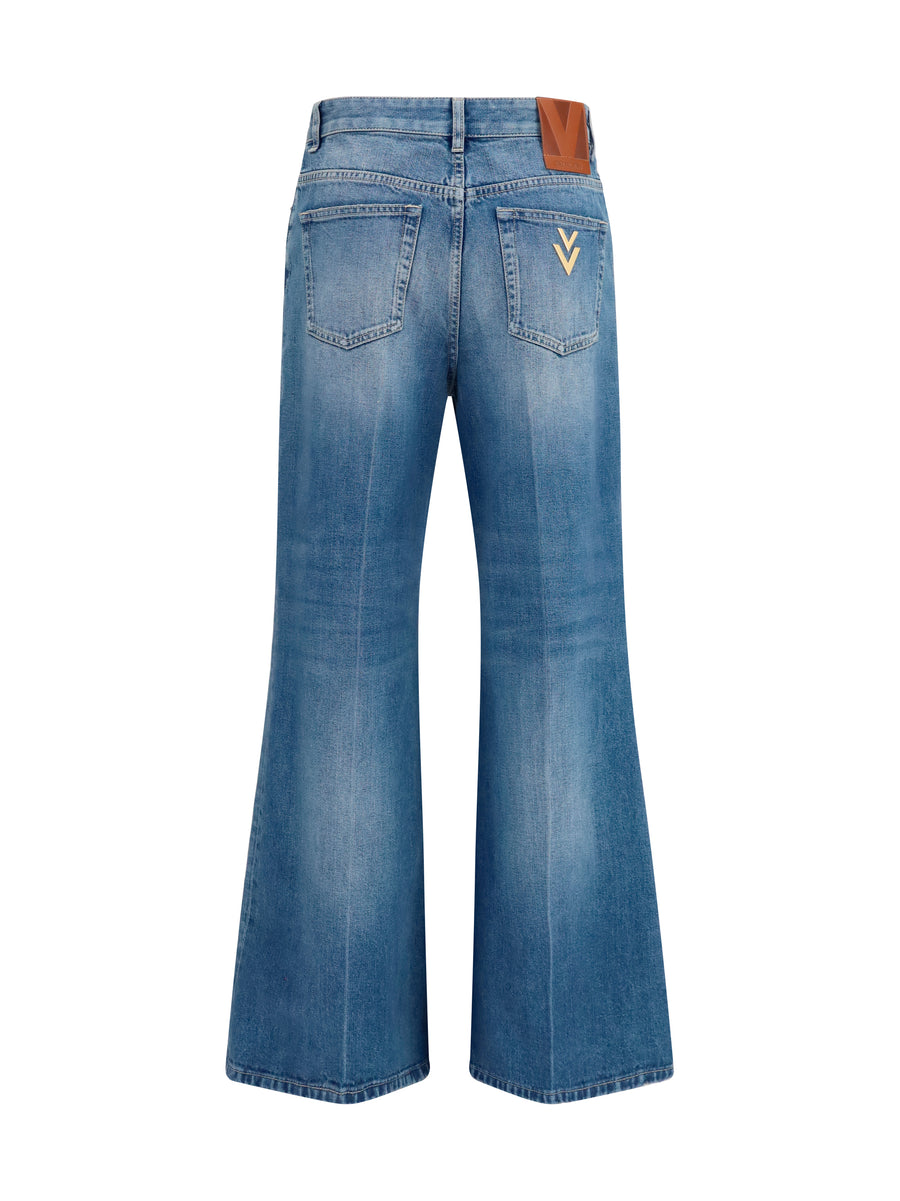 Straight-Leg Jeans Medium Blue Denim Cotton