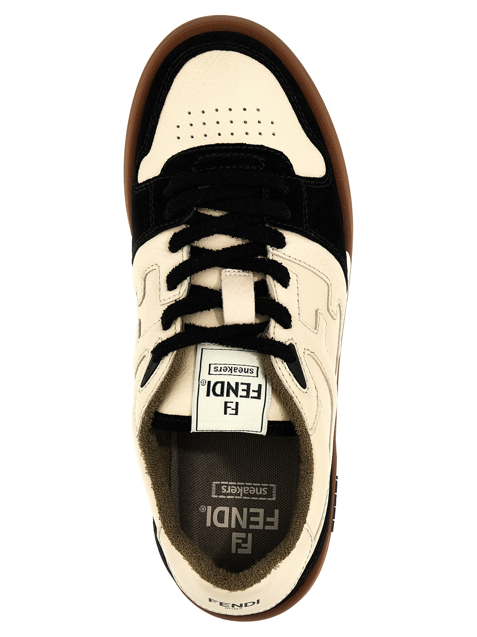 Fendi Match sneakers White/black Calfskin Leather (bos Taurus)
