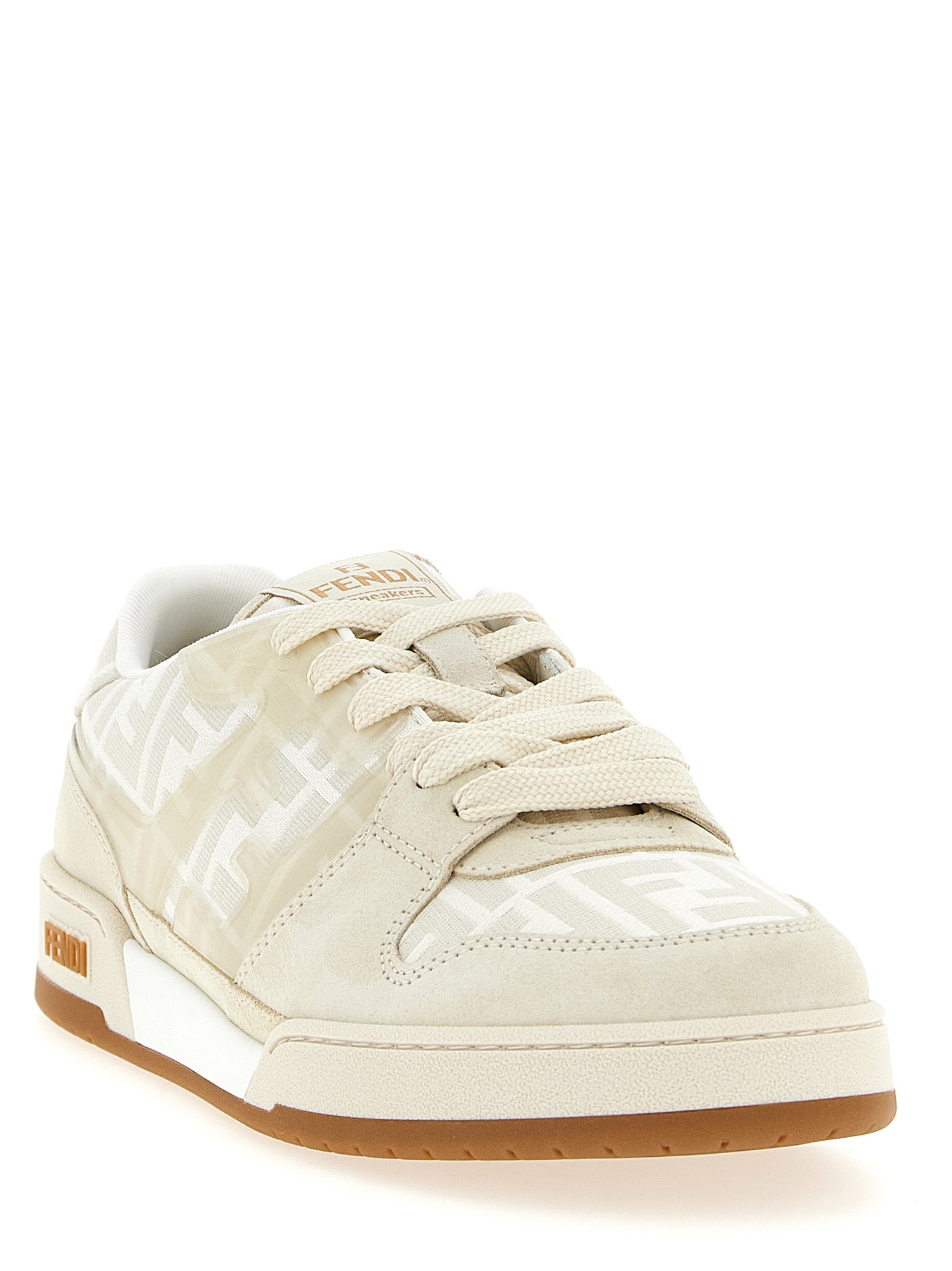 Fendi Match Sneakers Beige Calfskin Leather (bos Taurus)