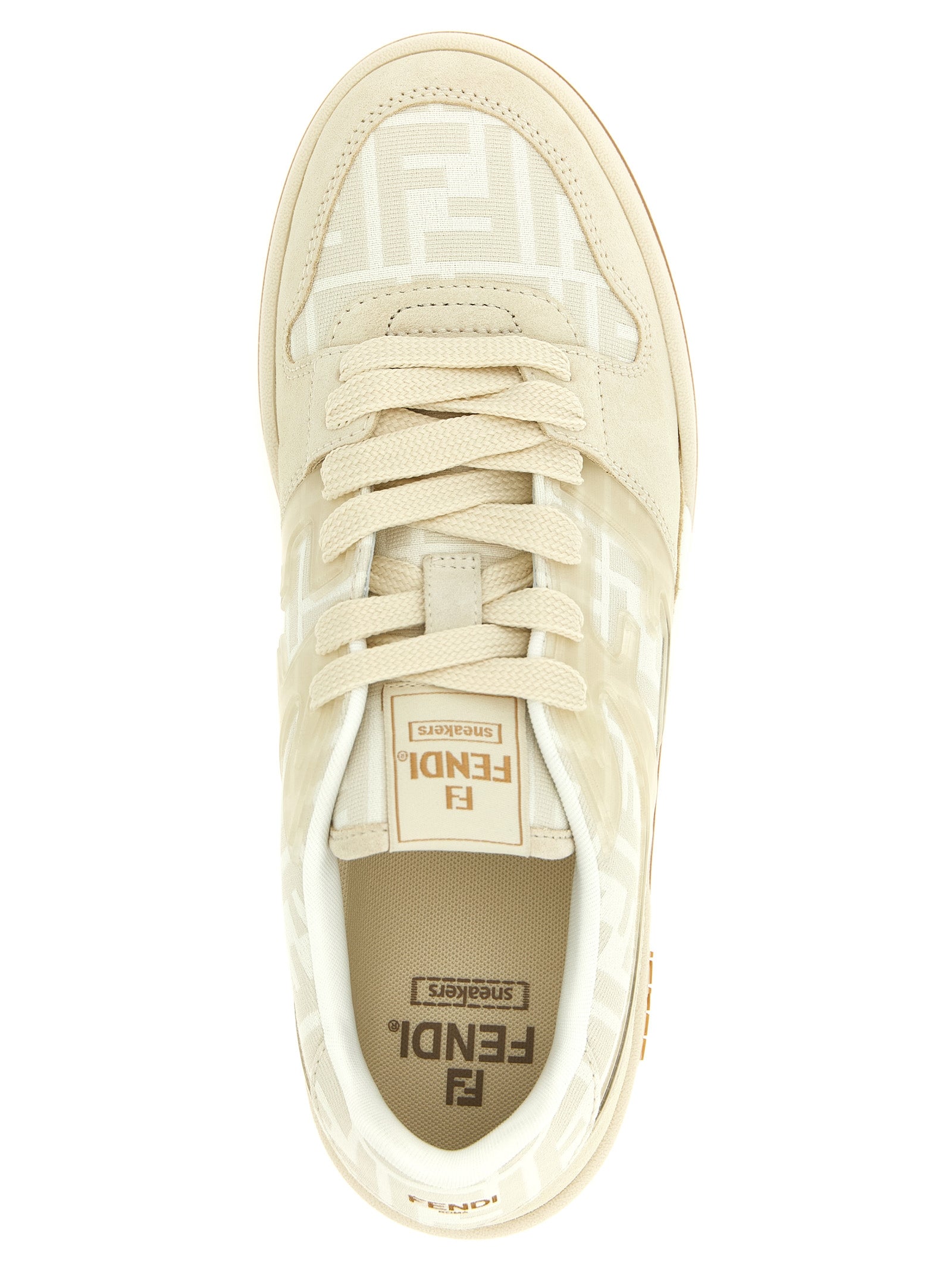 Fendi Match Sneakers Beige Calfskin Leather (bos Taurus)