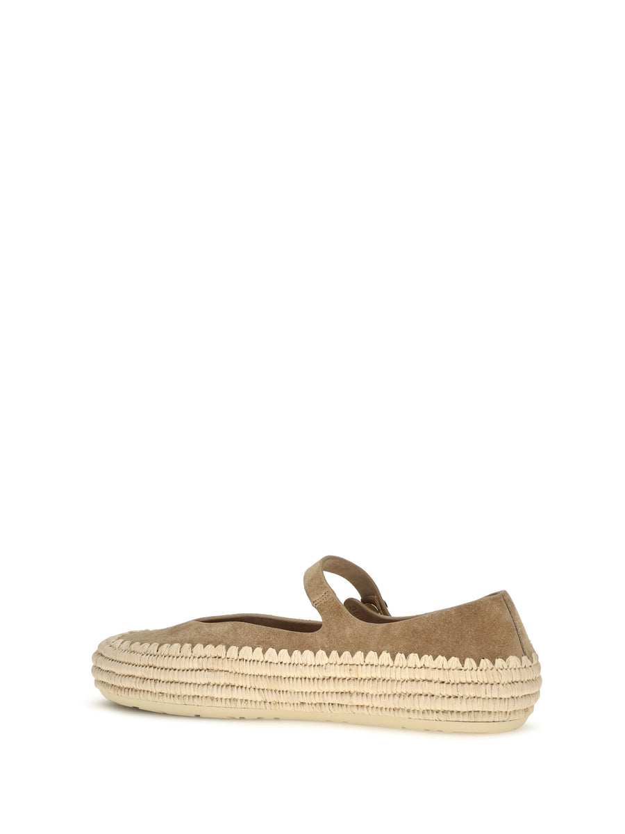 Espadrilles Rio Suede And Raffia Dark Beige Upper: Ballerina Shoes