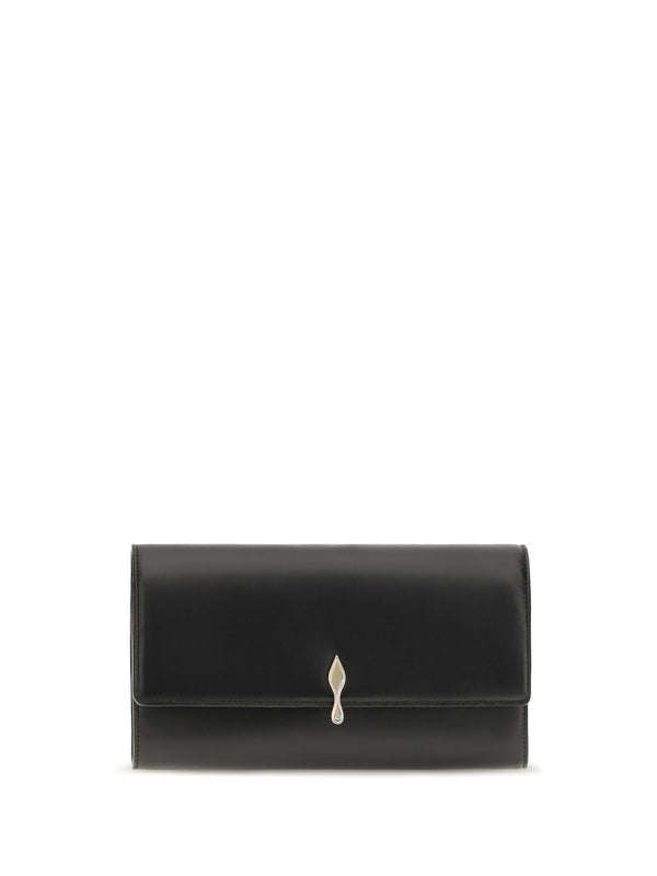 Bettina Leather Wallet With Chain Black/gold Calf Bos Taurus