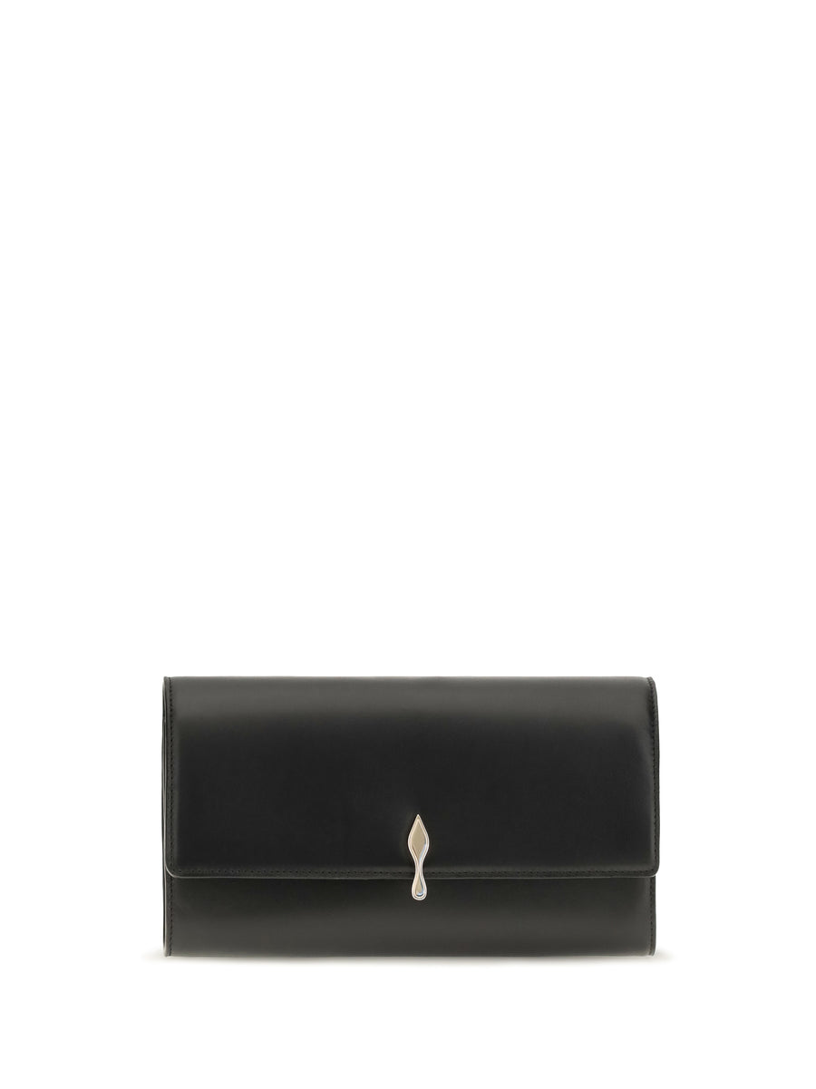 Bettina Leather Wallet With Chain Black/gold Calf Bos Taurus