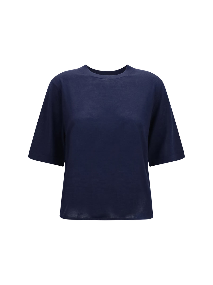 Loulou De Saison 100% Kashmir/Capra Hircus t-shirt in navy