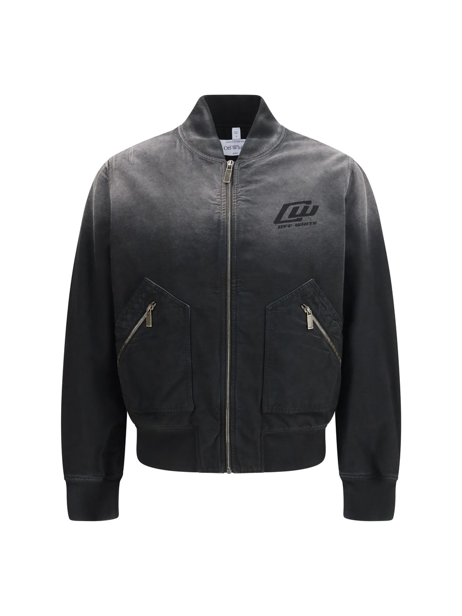 Off-White 100% Cotton bomber jacket in black