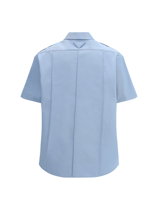 Short-Sleeved Cotton Shirt Blue
