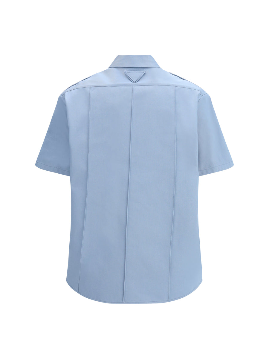 Short-Sleeved Cotton Shirt Blue