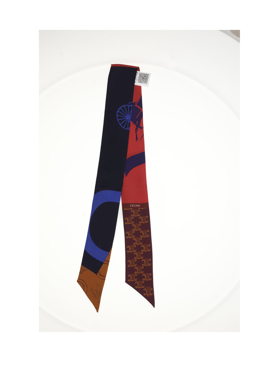 Scarf Lavalliere Silk Red-Blue-Brown Red/blue/brown