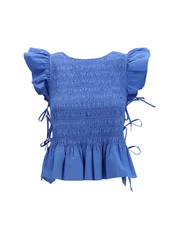 Ganni 97% cotton blouse in blue