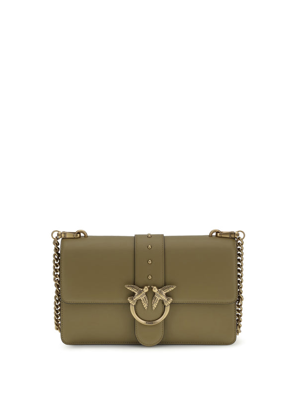 Pinko 100% Calf Leather Bos Taurus shoulder bag in green