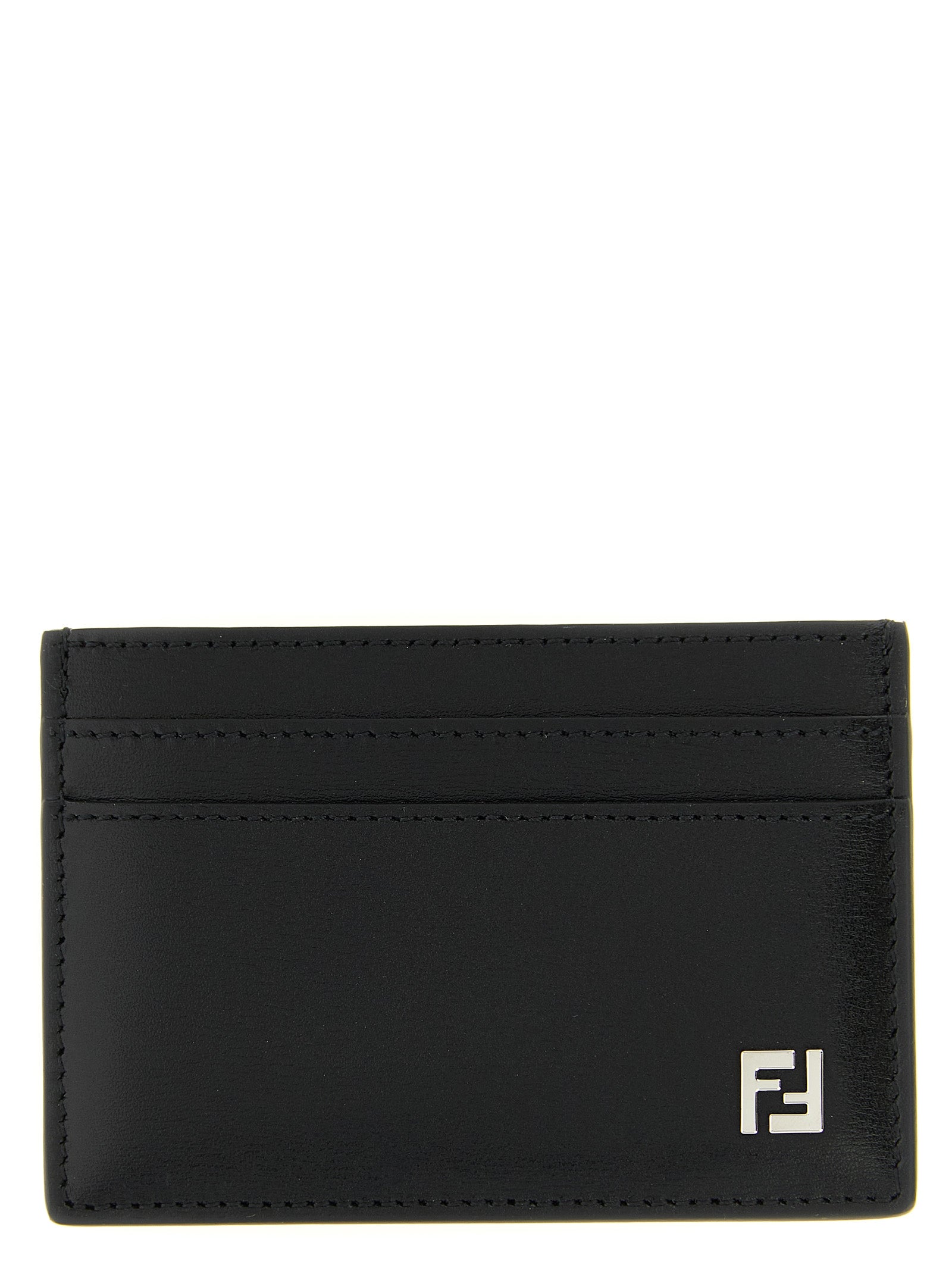 Squared FF card holder Black Calfskin Leather (bos Taurus) Wallets, Holders