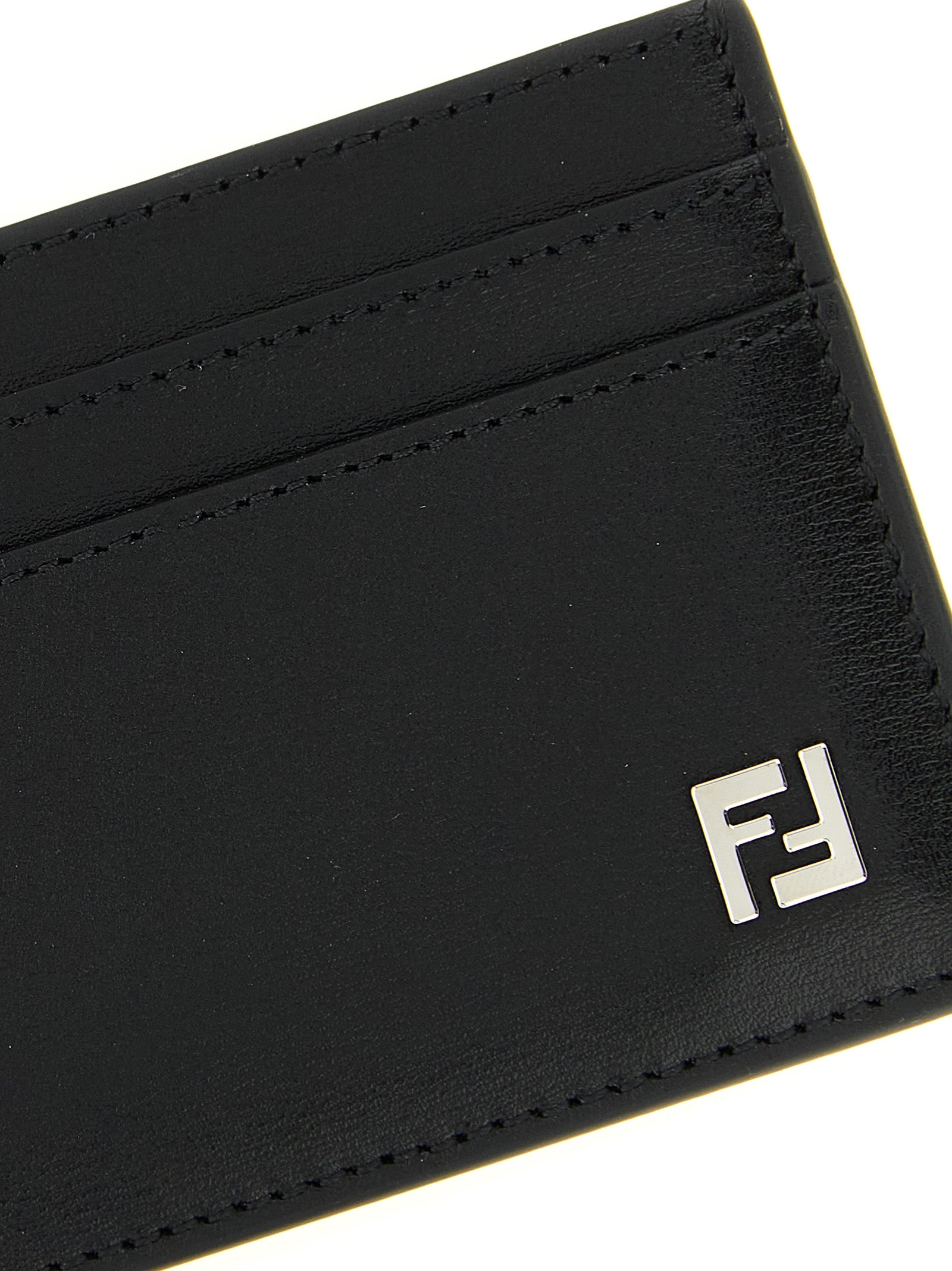 Squared FF card holder Black Calfskin Leather (bos Taurus) Wallets, Holders
