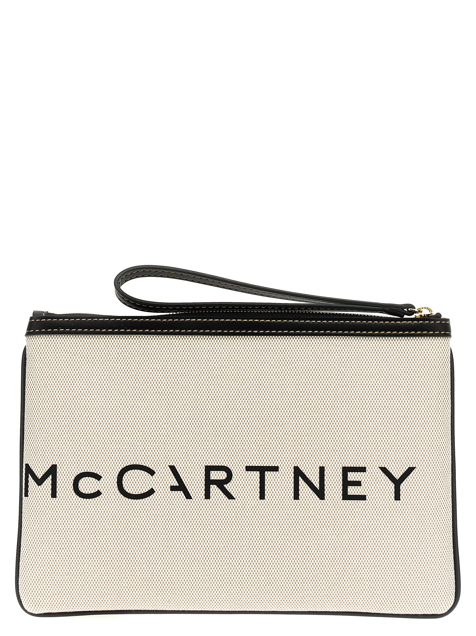 Logo clutch bag Beige Cotton