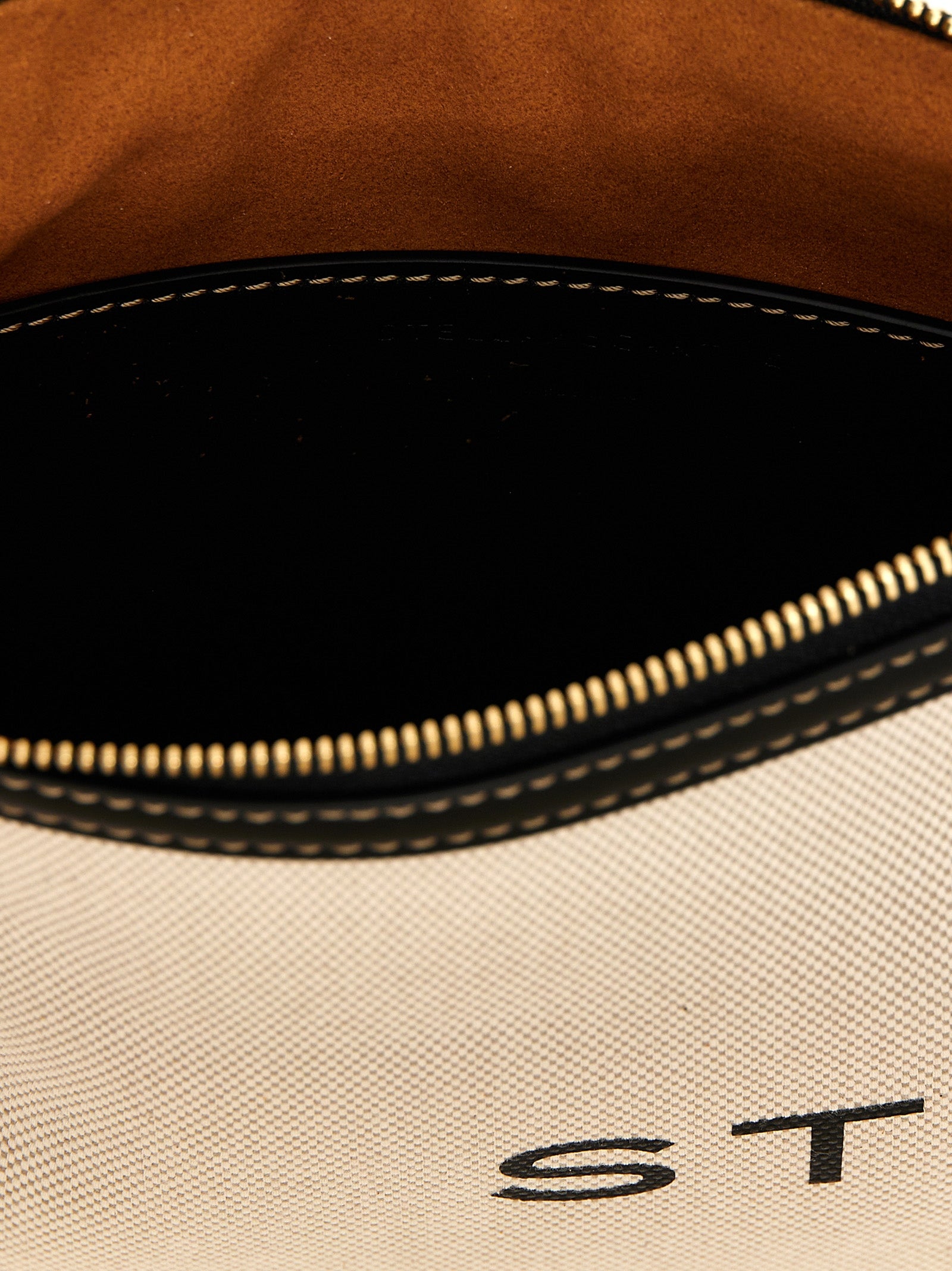 Logo clutch bag Beige Cotton