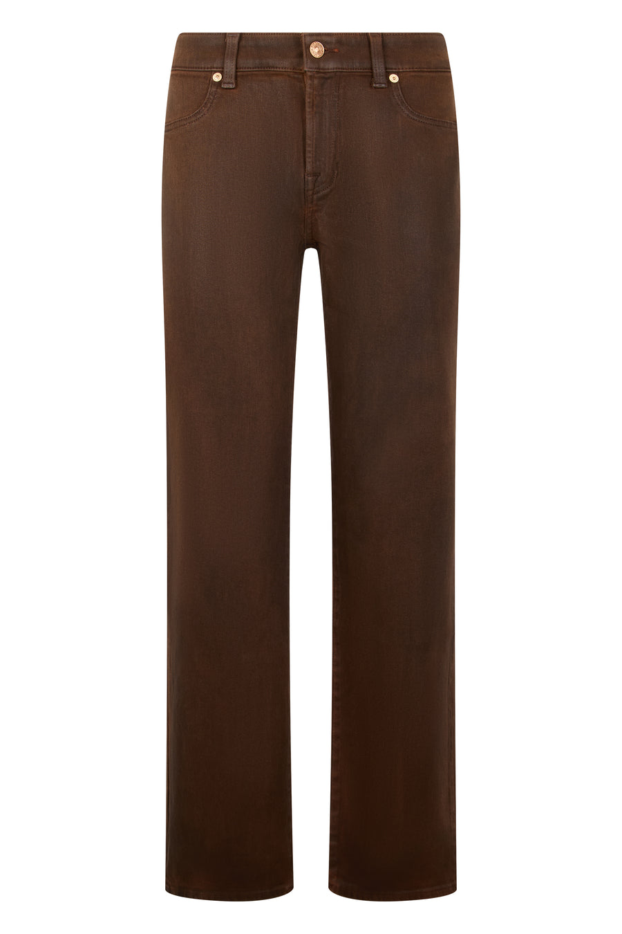 Jeans Straight-Leg Brown Cotton