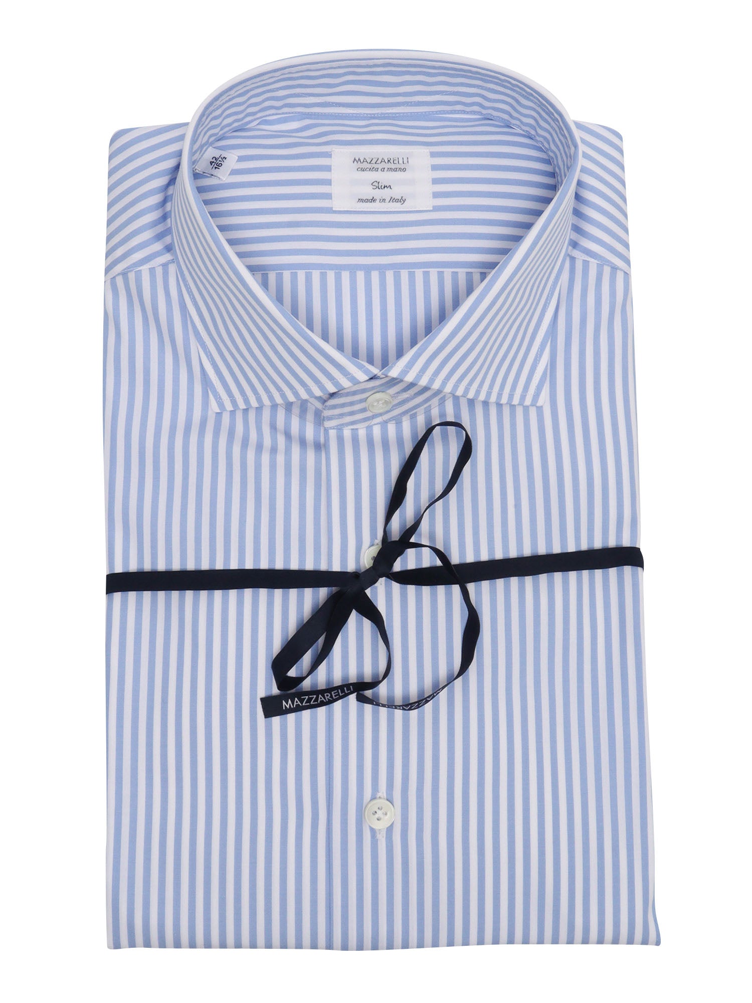 Slim Fit Striped Shirt Light Blue Cotton