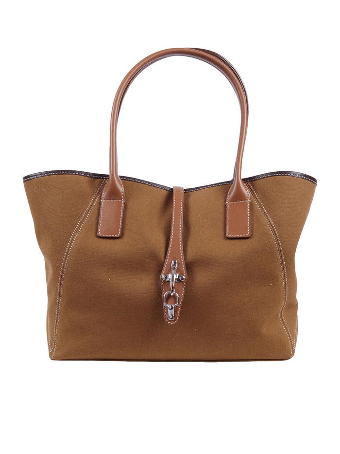SHOPPING MEDIA BAG Brown Cotton Handbag