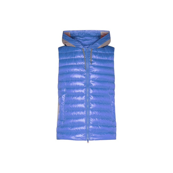 Herno Hooded Padded Zip-Up Vest Jacket Blue Polyamide