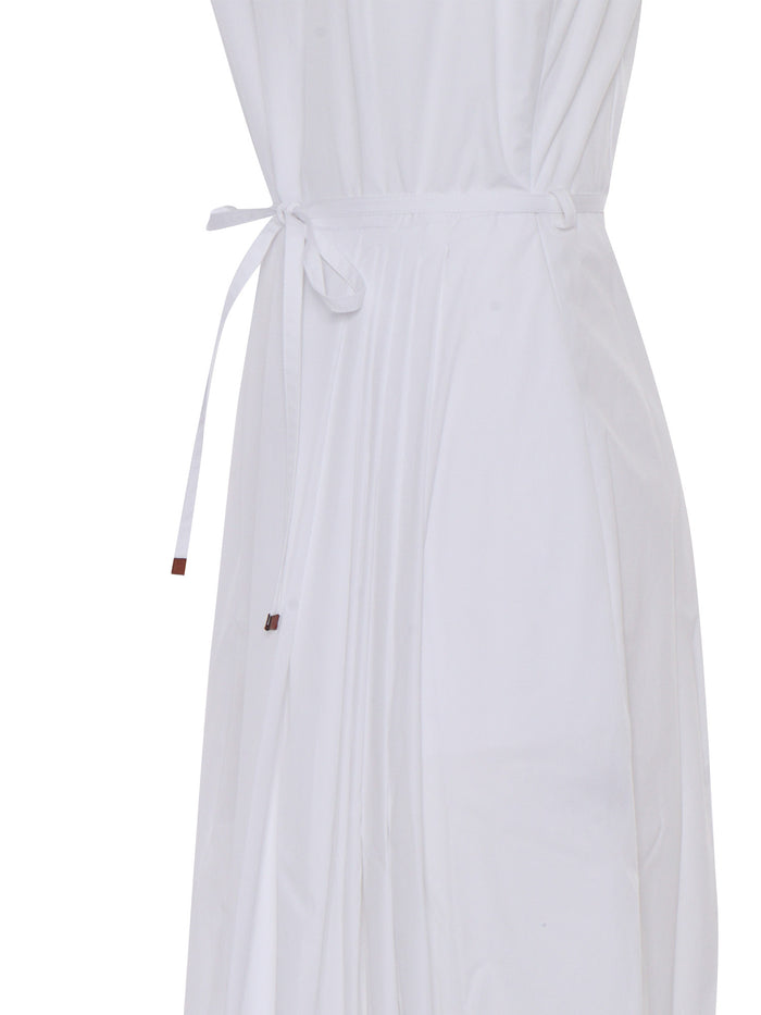 Long white dress Cotton Yarn Insert Midi