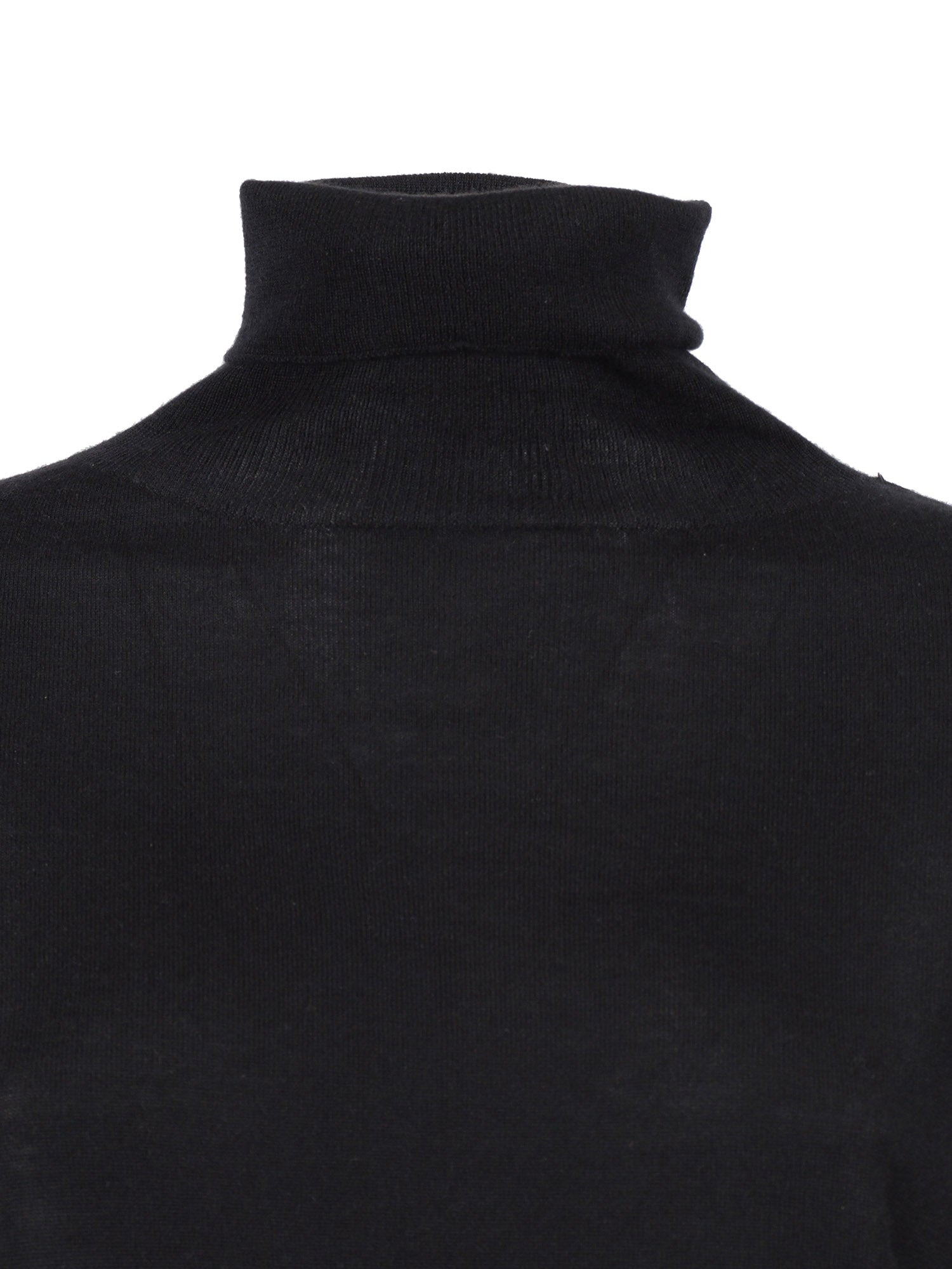CASHMERE SILK TURTLE NECK SWEATER Black Crewneck