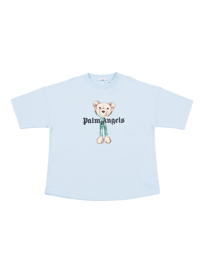 Pa Mascotte Bear Over Tee Boy Light Blue Cotton Short Sleeves T-shirt