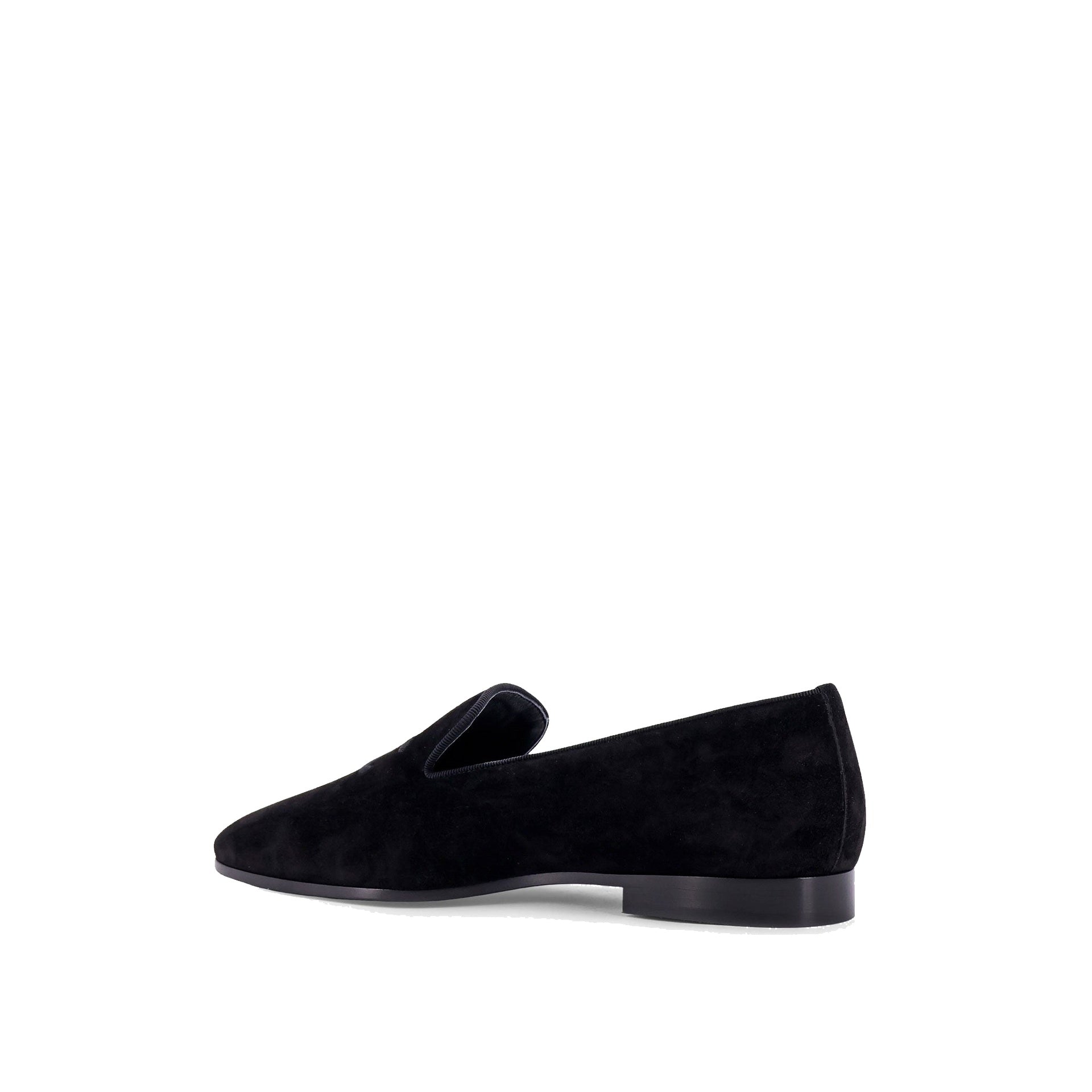 Velvet Loafers With Embroidered Triomphe Logo Black Calf Leather