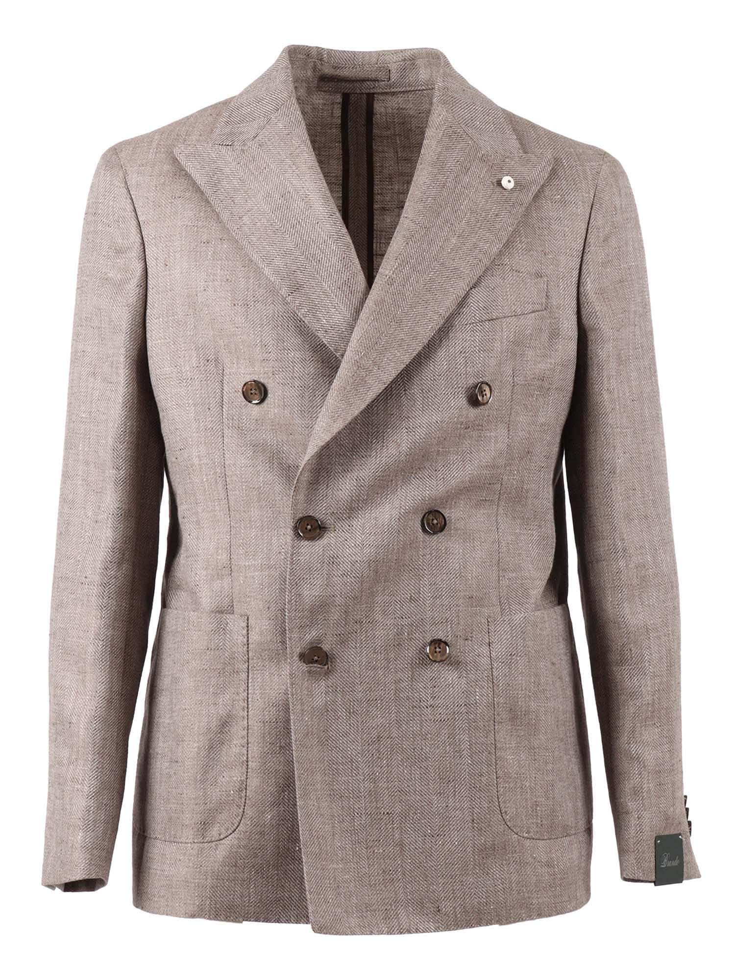 Jacket Brown Linen Virgin Wool