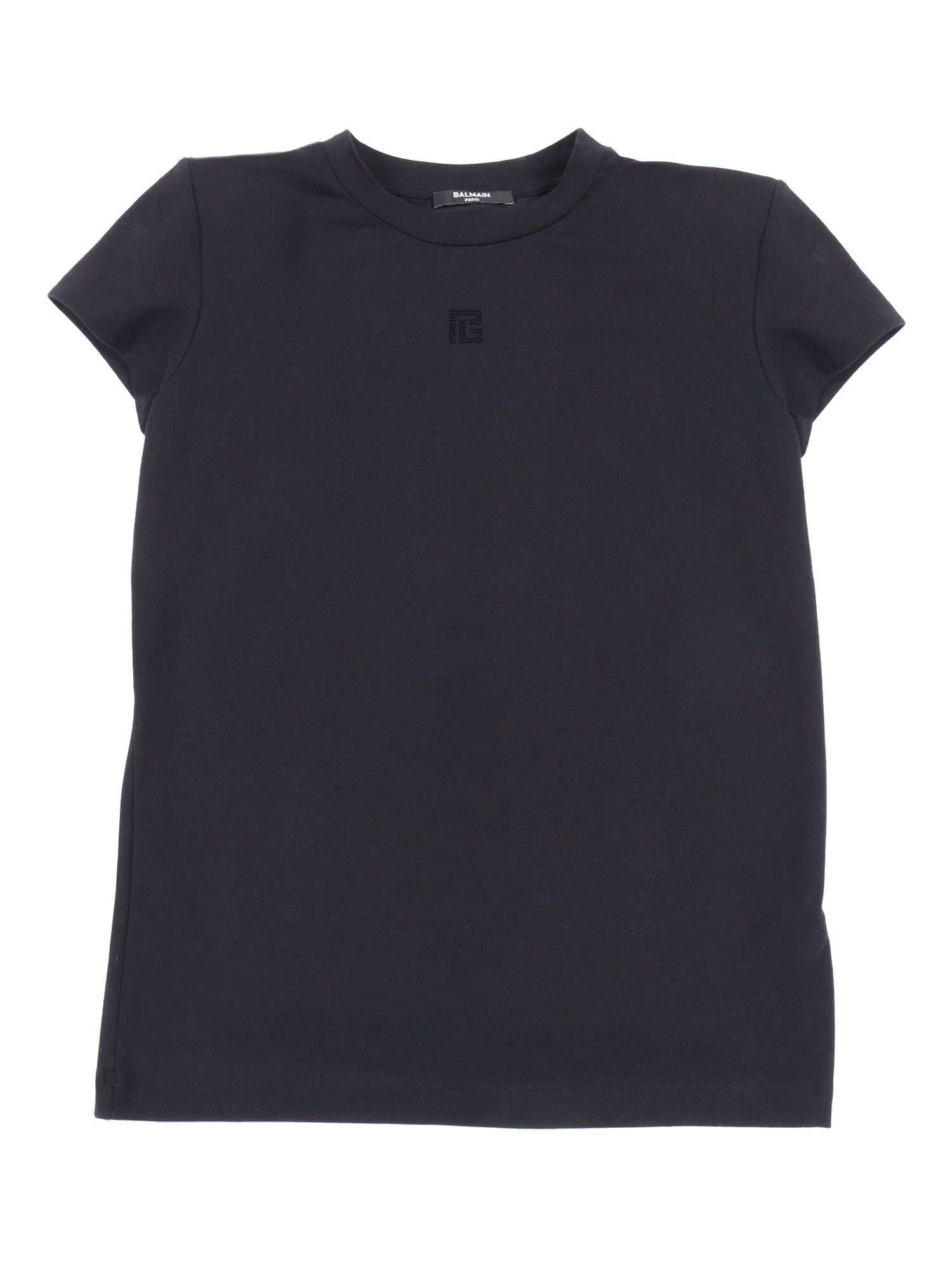 T-Shirt-Top Black Cotton Elastane Short Sleeves T-shirt
