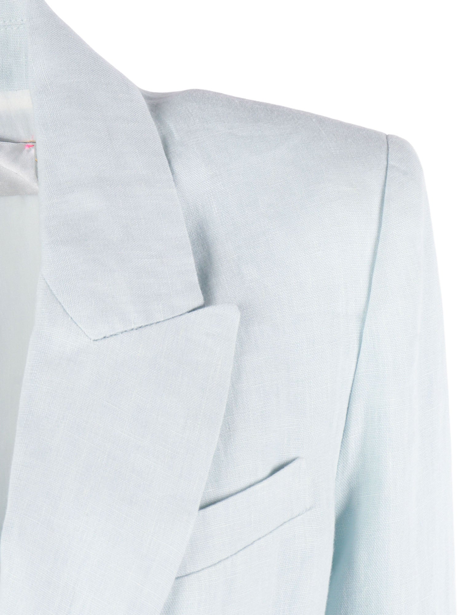 Chic Linen Canvas Jacket Light Blue Lining Acrylic Viscose