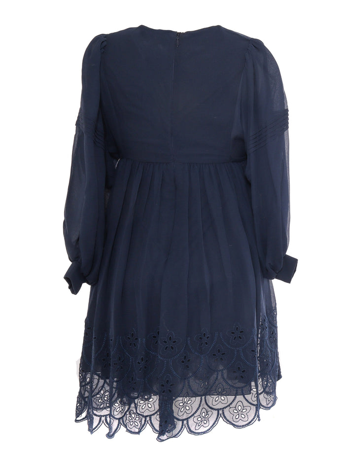 DRESS Blue Silk Fabric 2 Cotton