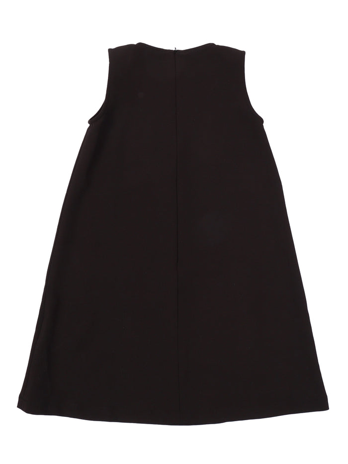 BLACK SLEVELESS DRESS WITH BRAIDED EMBROIDERY