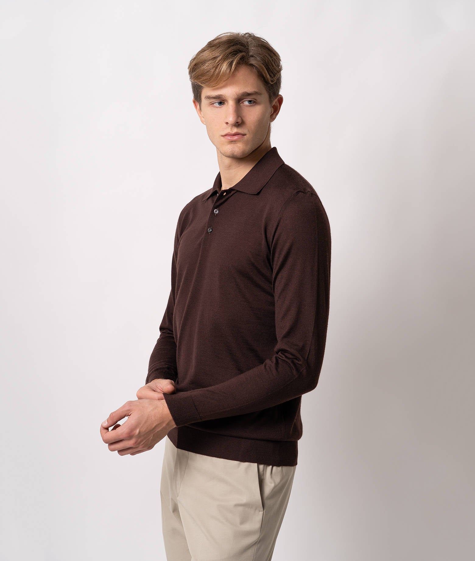 Cashmere And Silk Polo Shirt Vienna Black Pullover M/lunga