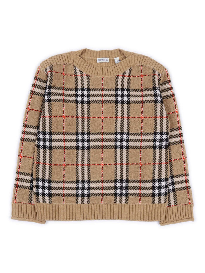 Kid Boy Knits Beige Wool Crewneck