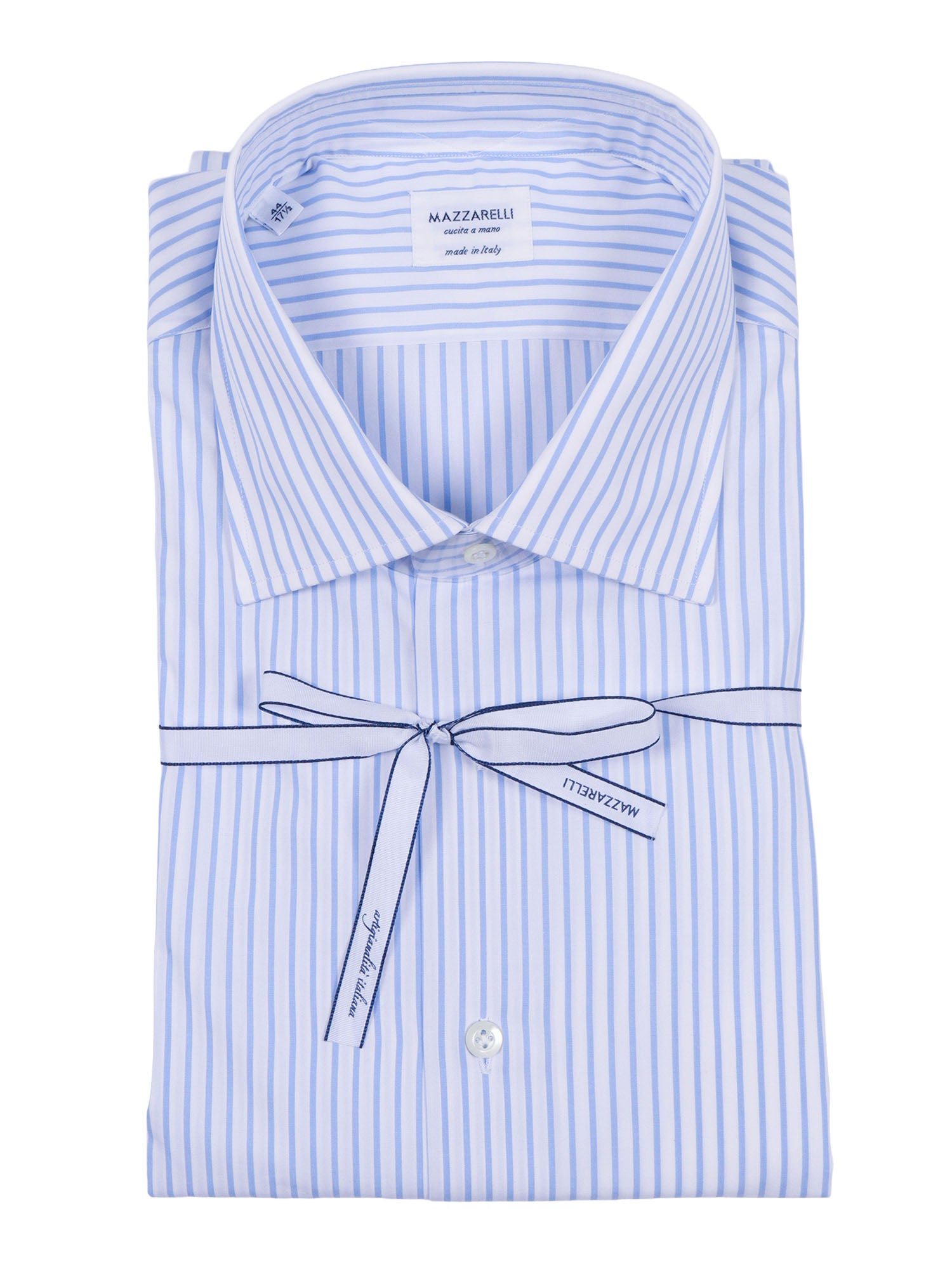 Striped Cotton Shirt Style Slim Fit Light Blue