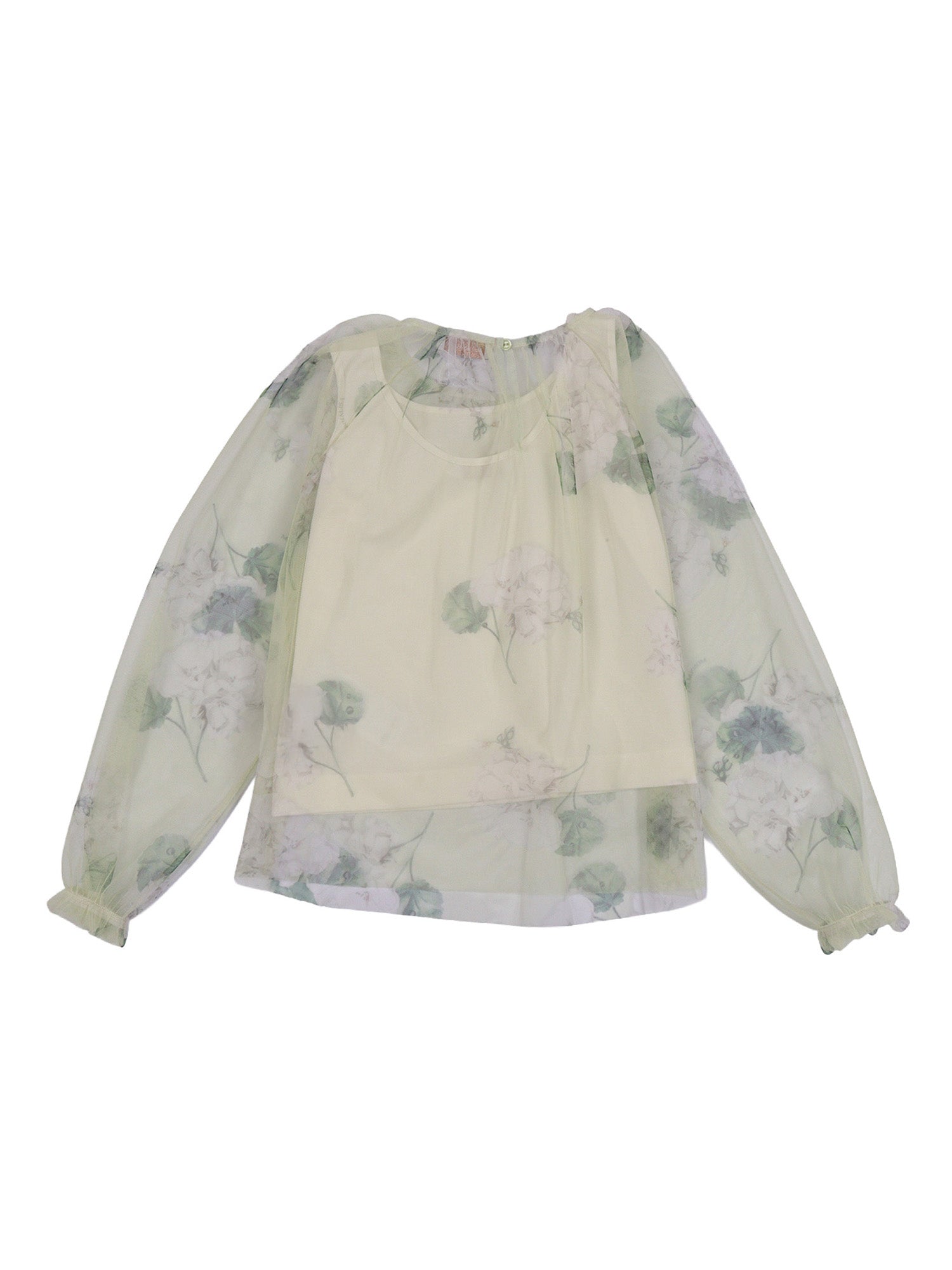 TULLE TOP Green Cotton Elastane