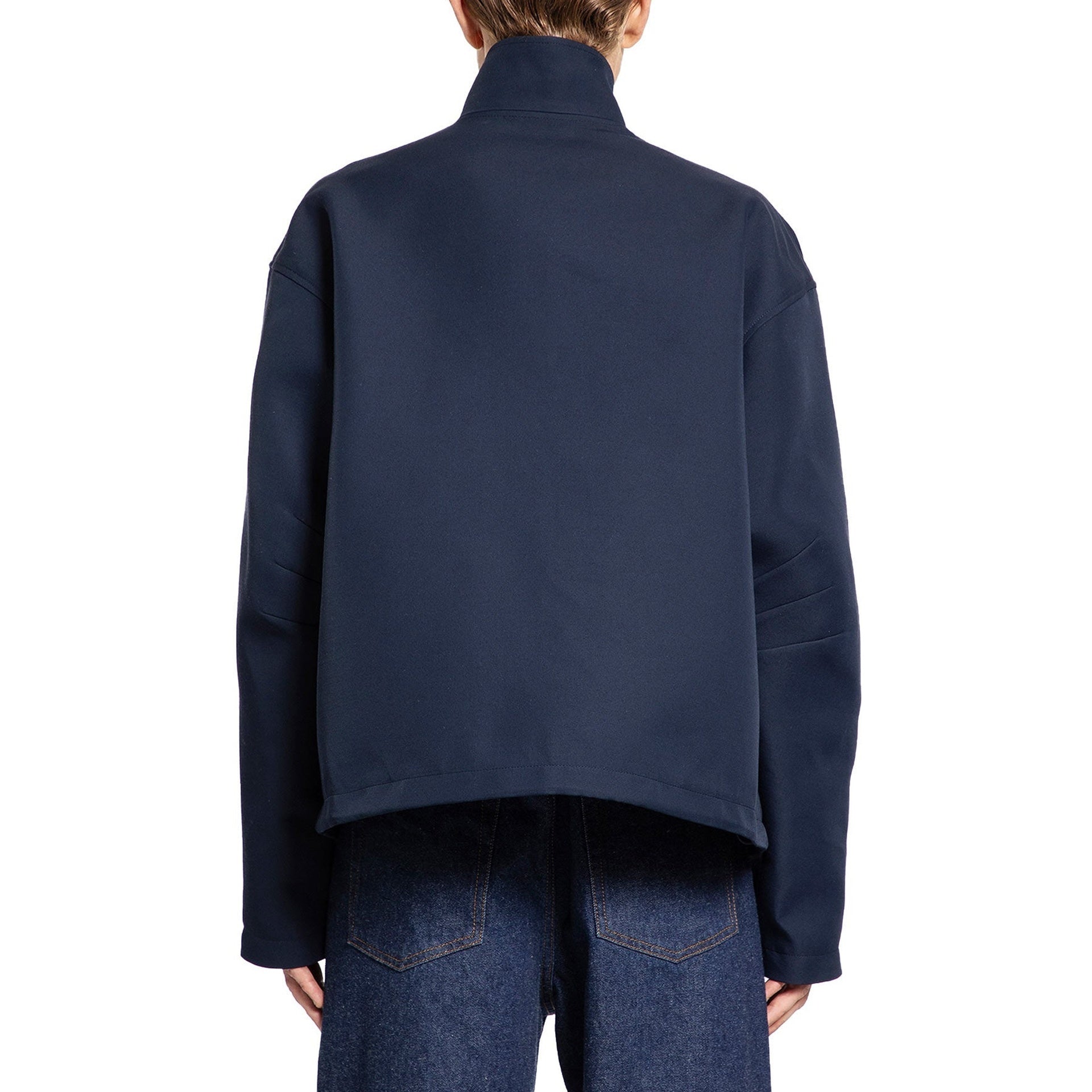 Wool Blend Jacket Blue Acrylic Elastane