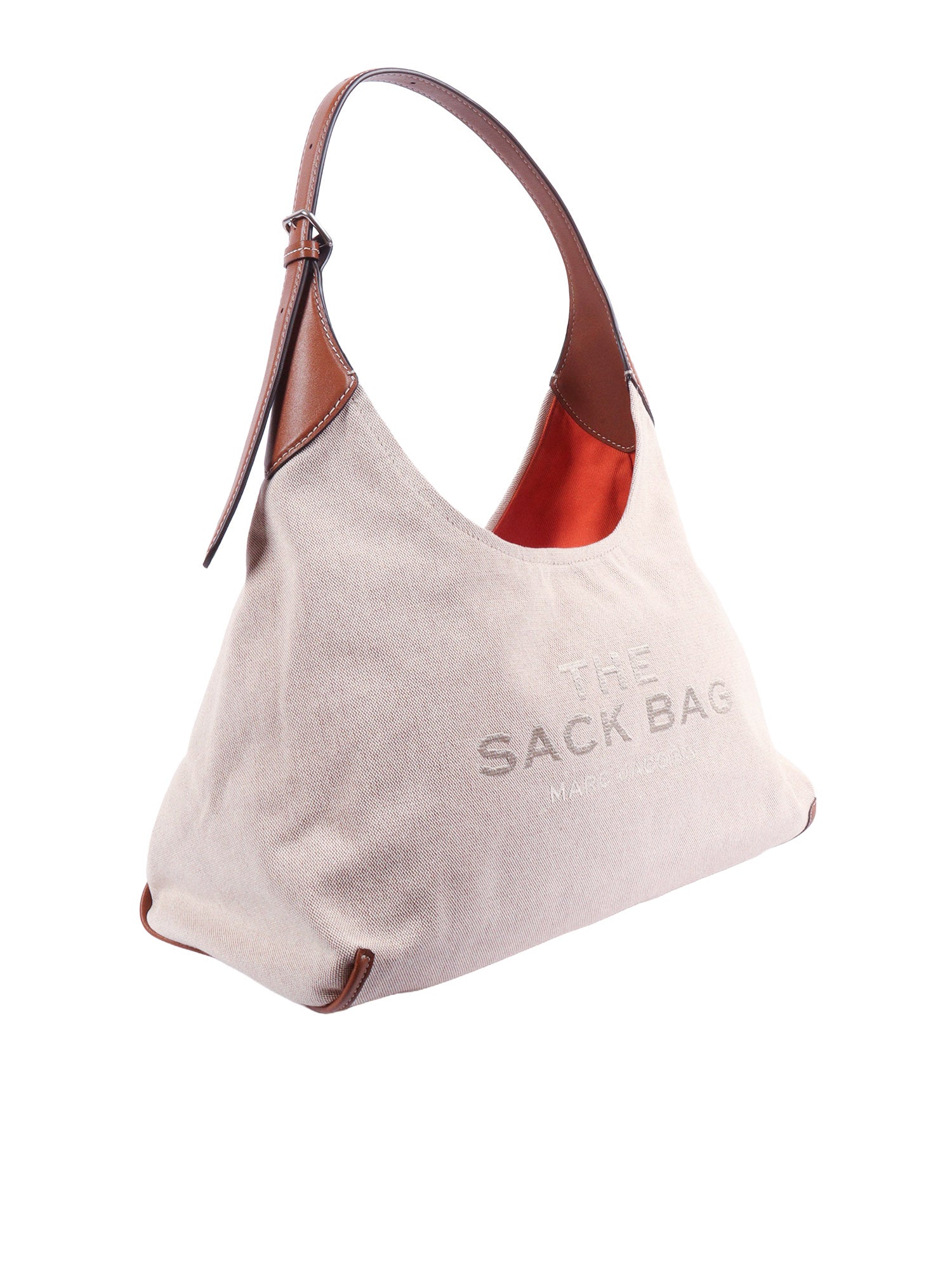 The Belted Sack Beige Cotton Polyester Shoulder Bag